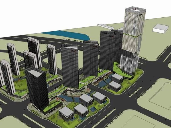 Sketchup Complex Model | Super high-rise office building, hotel, commercial, complex, modern style