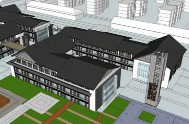 SketchUp Business Model: Multi-Story Commercial Streets Featuring Tourist Attractions in Classical Architecture-BIM WORLD