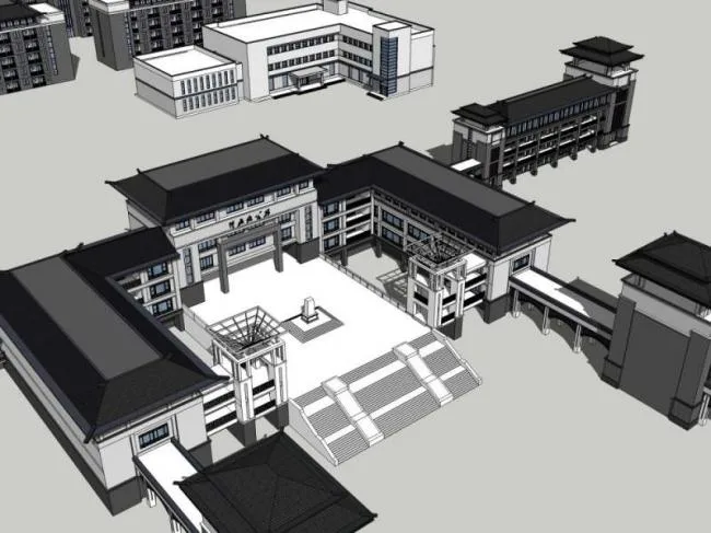 Sketchup Cultural Model | Multi story Museum, Cultural Architecture, Chinese Style
