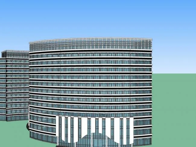 Modern High-Rise Hotel Model in SketchUp