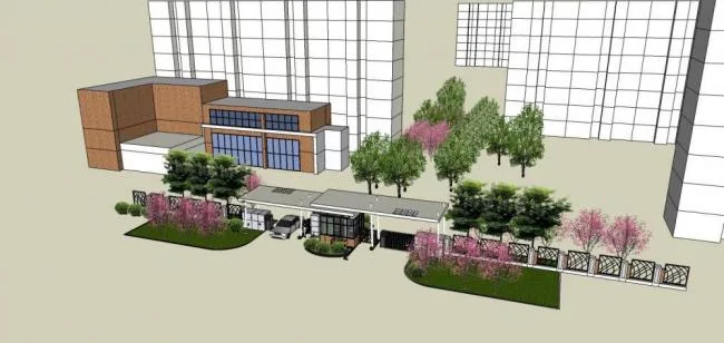 Sketchup Landscape Model | Guard Room, Entrance, Single Story, Landscape, Modern Style