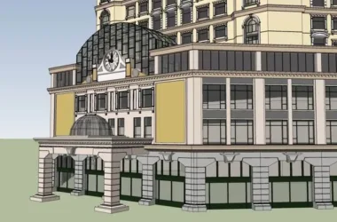 Classical Style High-Rise Hotel Model in SketchUp-BIM WORLD