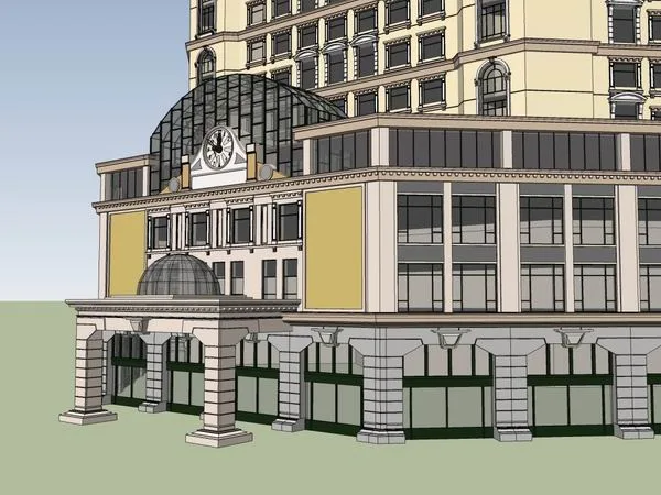 Sketchup Hotel Model | High rise Hotel, Classical Style