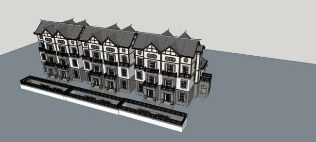 Sketchup Villa Model | Multi story townhouse, Chinese style, residential building