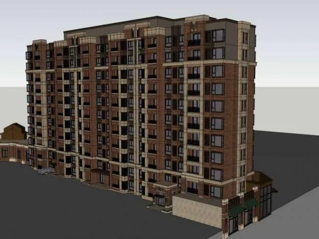 Sketchup Residential Model | High rise residential building, street side commercial, Western classical style
