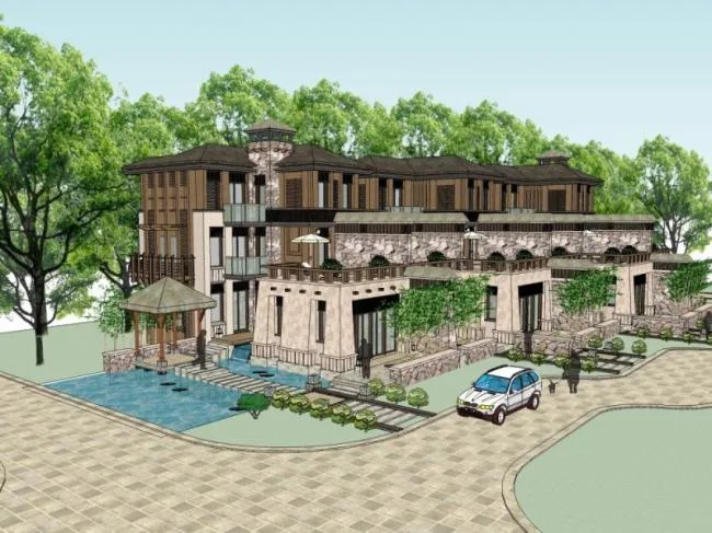 Sketchup Villa Model | Multi row Villa, Modern Style
