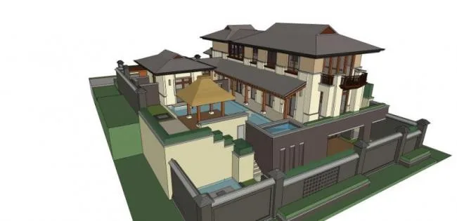 Sketchup Villa Model | Solo Villa, Modern Style