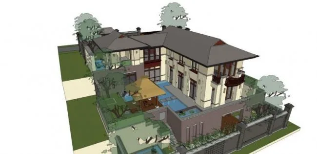 Sketchup Villa Model | Solo Villa, Modern Style
