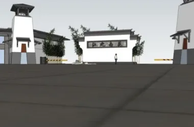 Chinese-Style Gate Sketch Model in SketchUp-BIM WORLD