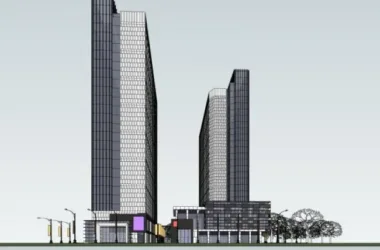 SketchUp Model of a Modern Super High-Rise Commercial Complex with Offices and Hotel-BIM WORLD