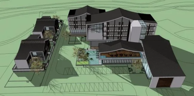 Sketchup Hotel Model | Multi Story Hotel, Chinese Style
