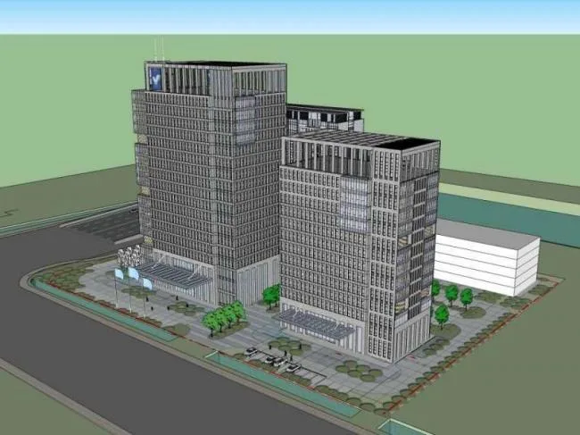 Classical-Style High-Rise Office Building Model in SketchUp