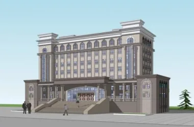 Simplified European-Style Multi-Story Government Office Building SketchUp Model-BIM WORLD