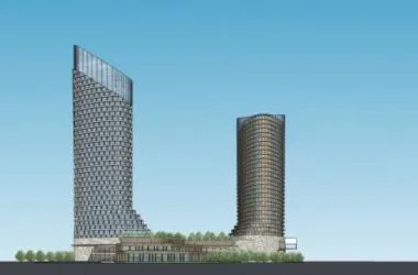 SketchUp Model of a Modern High-Rise Office Building with Hotel and Commercial Podium-BIM WORLD
