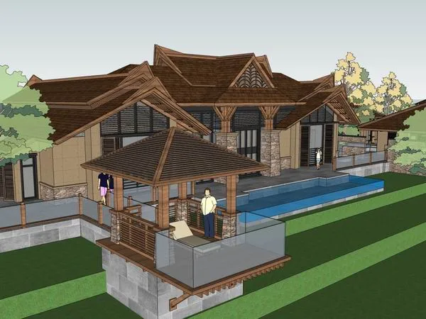 Sketchup Hotel Model | Hotel Villa Courtyard, Classical Style