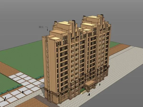 Sketchup Residential Model | High rise residential building, classical style, 13 floors
