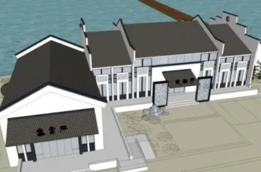 SketchUp Station Road Bridge Pier with Chinese Design Elements-BIM WORLD