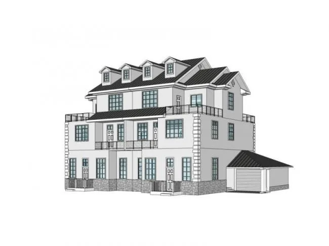Sketchup Villa Model | Stacked Villa, Chinese Style