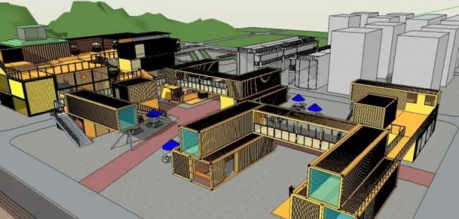 Sketchup Business Model | Multi story commercial building, container, modern style