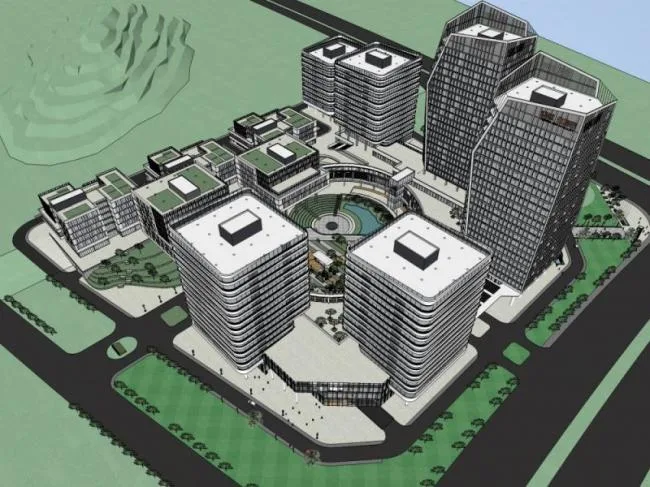 Sketchup Complex Model | Multi story High rise Mixed use Commercial Complex, Modern Style