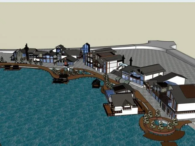 Sketchup Business Model | Multi story Commercial Street, Modern Chinese Style
