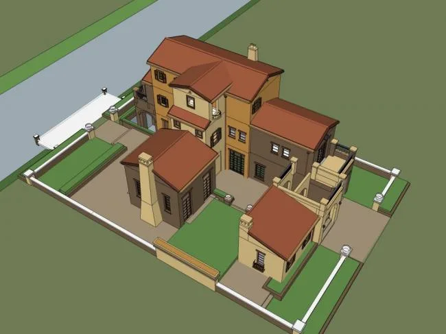 Sketchup Villa Model | Single Family Villa, Classical Style