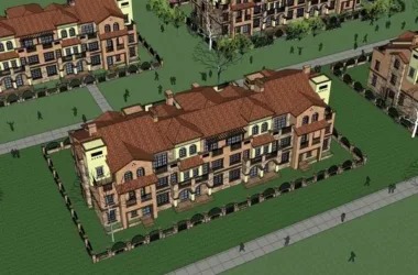 SketchUp Model of a Multi-Row Tuscan Villa in Classic Style-BIM WORLD