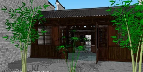 Sketchup Residential Model | Multi story Huizhou style Courtyard, Residential, Classical Style