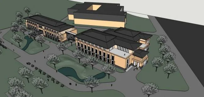 Sketchup Business Model | Multi story Commercial Club, Grassland Style