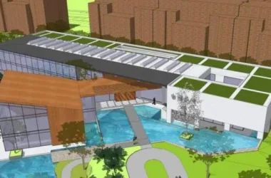 SketchUp Business Model: Xi'an Baihua Forest Residential Clubhouse, Multi-Story Sales Office & Marketing Center in Modern Style-BIM WORLD