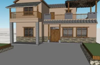 Chinese-Style Solo Villa SketchUp Model-BIM WORLD