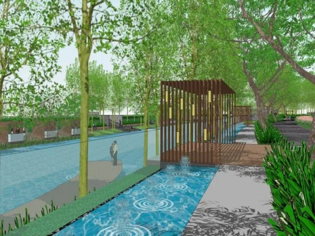 Sketchup Landscape Model | Waterfront Landscape, Modern Style