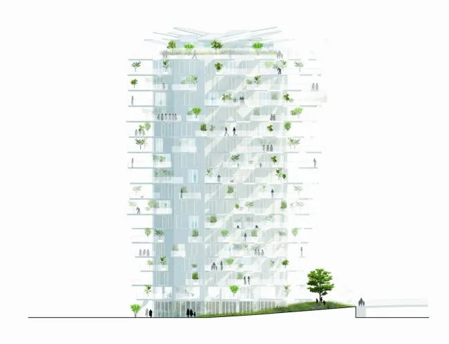 BIM Architecture | Scattered branches and leaves, towering white tree tower apartments/Fujimoto Shosuke, etc