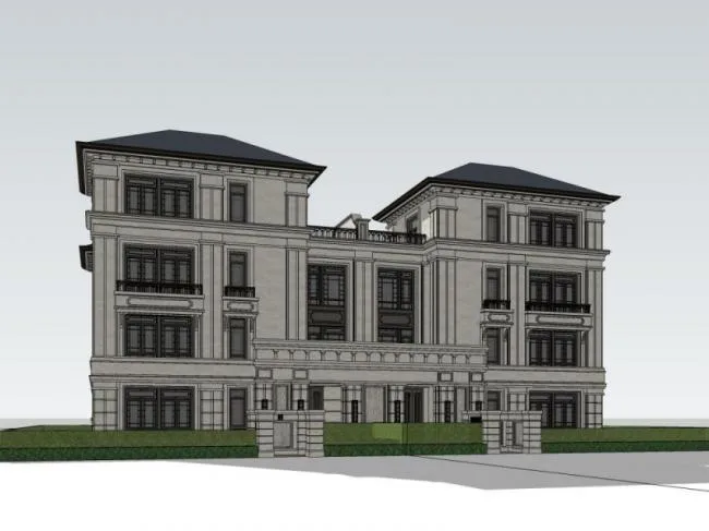 Sketchup Villa Model | Twin Villa, Classical Style