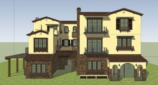 Sketchup Villa Model | Twin Villa, Classical Style