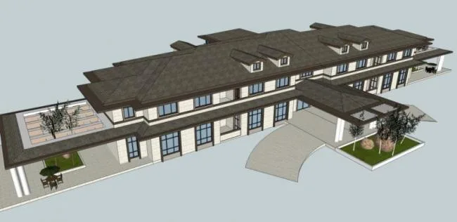 Sketchup Business Model | Low Level Clubhouse, Modern Style
