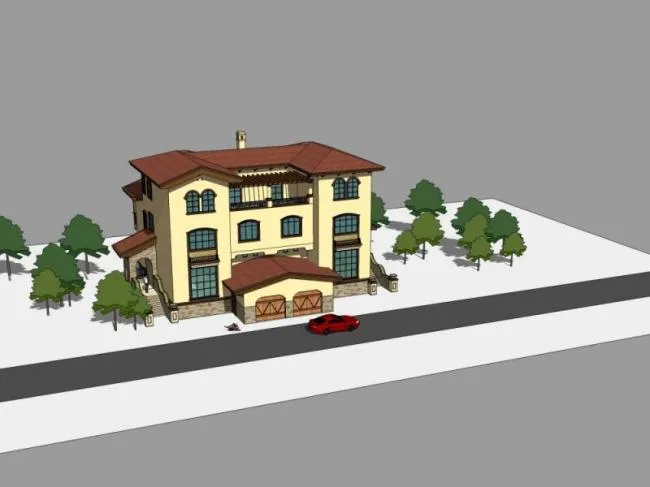 Sketchup Villa Model | Twin Villa, Classical Style
