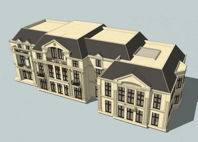 Sketchup Villa Model | Row Villa, Guoheng Xixi Mansion, French Style