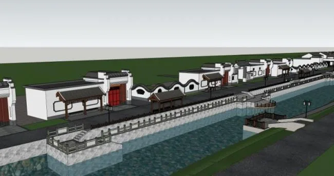 Sketchup Landscape Model | Waterfront Landscape, Chinese Style