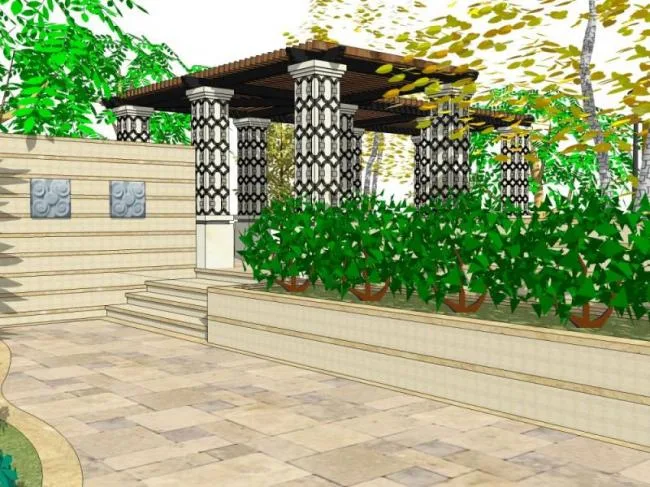 Sketchup Landscape Model | Pavilion Landscape, European Style