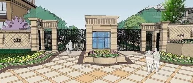 Sketchup Residential Model | Multi story Residential Community and Landscape, European Style, Classical Style