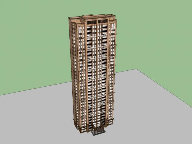 Sketchup Residential Model | High rise residential building, modern style, 33 floors