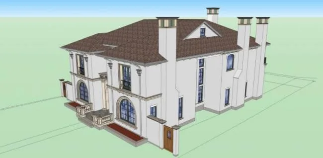 Sketchup Villa Model | Twin Villa, Modern Style