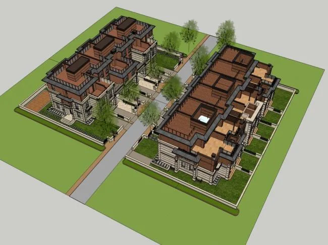 Sketchup Villa Model | Townhouse, Modern Style, Multi story