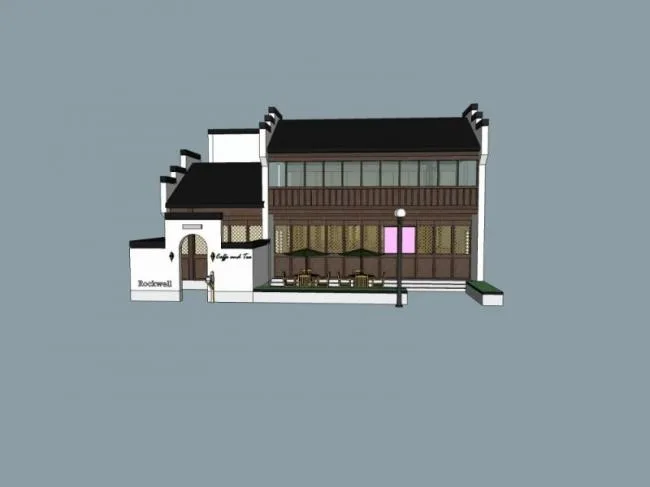 Sketchup Villa Model | Courtyard, Modern Chinese Style