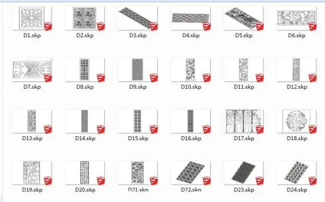 Sketchup Material Model | Hollow Carving Window Model Component Material