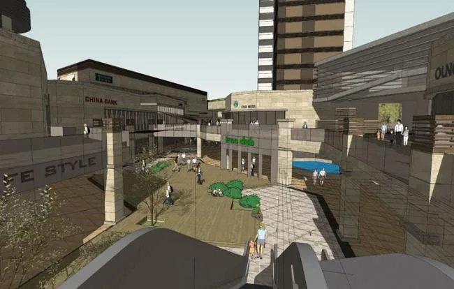 Sketchup Complex Model | Submerged Square, Large Commercial Complex, Modern Style, Office, Hotel