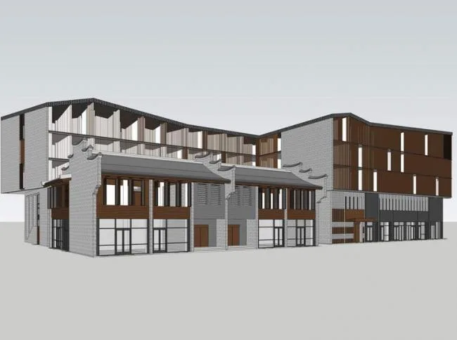 Sketchup Business Model | Multi-story Commercial Building, New Chinese Style