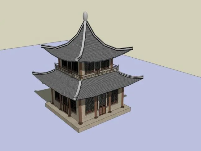 Sketchup Sketch Model | Pavilion, Chinese Style, Sketch