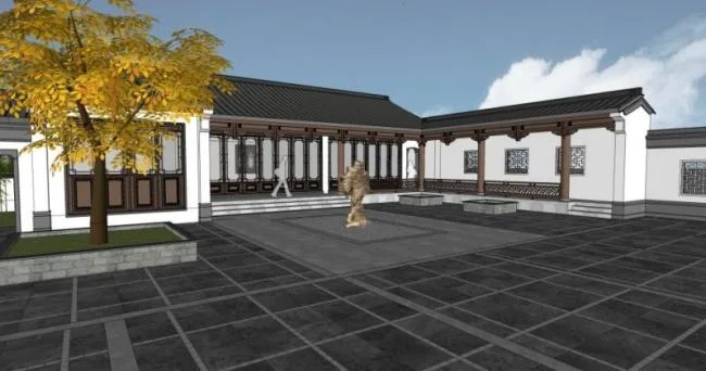 Sketchup Residential Model | Multi story Courtyard, Residential, Chinese Style